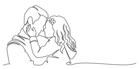 Fathers day line art style vector illustration, father and daughter hand drawn line art illustration