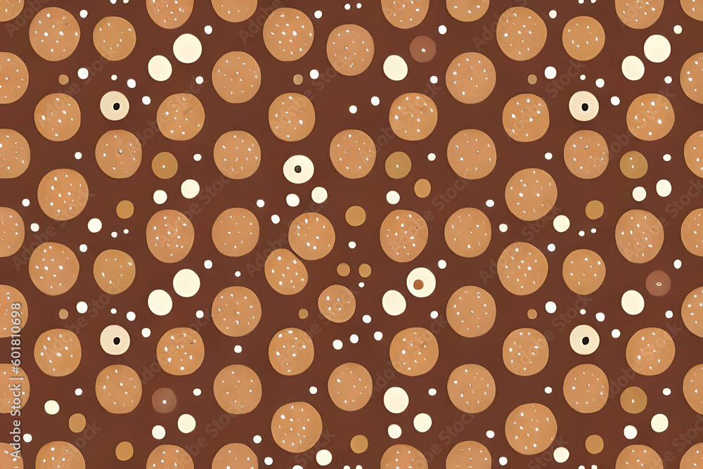 Poster chocolate polka dot pattern, with a fun and whimsical pattern using polka dots in different shades o