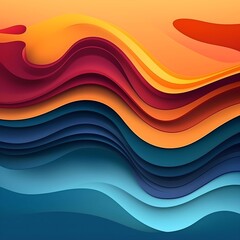 Paper Multicolor Wavy Liquid Background Design. Generative AI