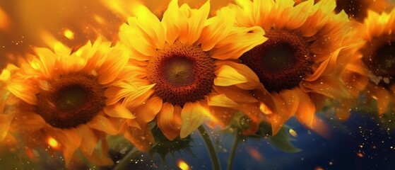 Sunlit Serenity: Abstract Summer Sunflower. Generative ai