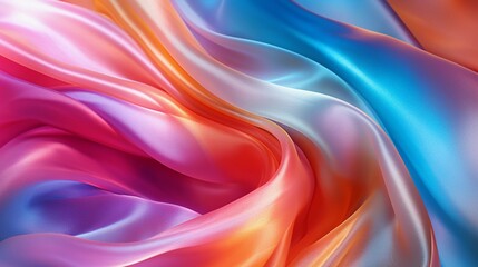 Fototapeta na wymiar Flowing Color Symphony: Abstract Silk Waves. Generative ai
