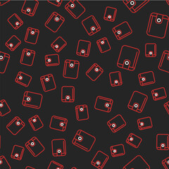 Line Wallet icon isolated seamless pattern on black background. Purse icon. Cash savings symbol. Vector