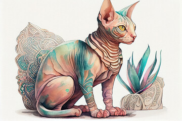 Portrait of a sphynx cat, hairless cat breed, generative ai