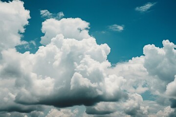 Naklejka na ściany i meble Background of blue sky and white clouds. Generative AI