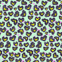 Vector seamless animalistic pattern with heart shaped hand drawn spots - 601818025