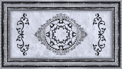 Stretch ceiling design. Colorful geometry ornamental floral marble background. Rug textile texture. Grunge background carpet colorful geometry knitwear rug textile texture