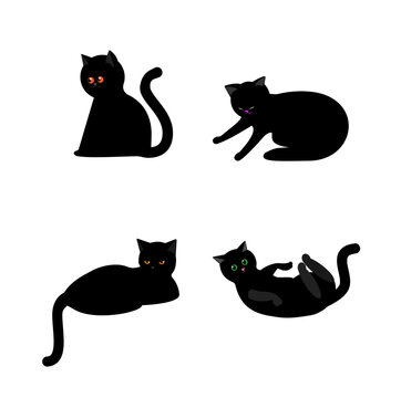 Illustrations, vector pack -black cats 