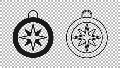 Black Compass icon isolated on transparent background. Windrose navigation symbol. Wind rose sign. Vector