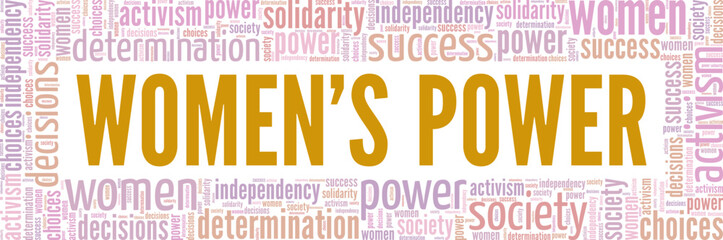 Women's Power word cloud conceptual design isolated on white background.