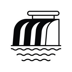 Hydropower icon vector stock illustration.