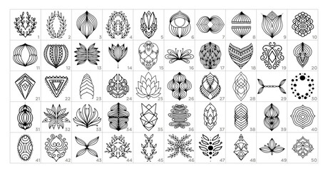Mandala set circle ornament tile frame ink dot work paint wall art decor clipart 