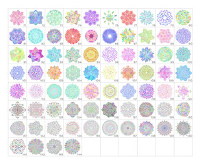 Mandala set circle ornament tile frame ink dot work paint wall art decor clipart 