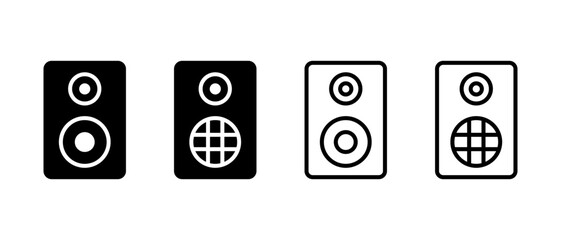 Music speaker vector icon. Loud woofer box symbol. Music system sign