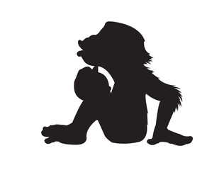 Monkey silhouette high quality vector. Monkey vector icon.