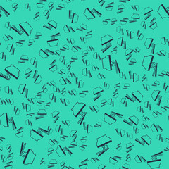 Black Asian noodles in bowl and chopsticks icon isolated seamless pattern on green background. Street fast food. Korean, Japanese, Chinese food. Vector