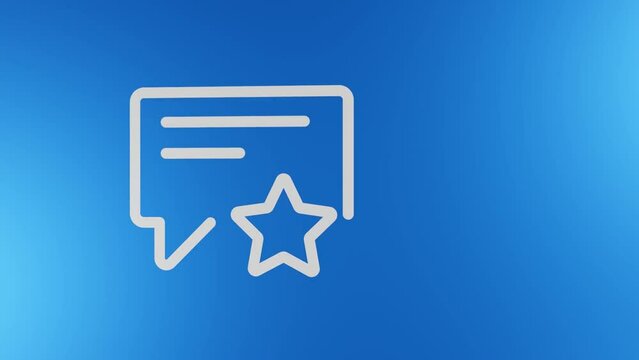Review Icon Rotating on Blue Background Animation