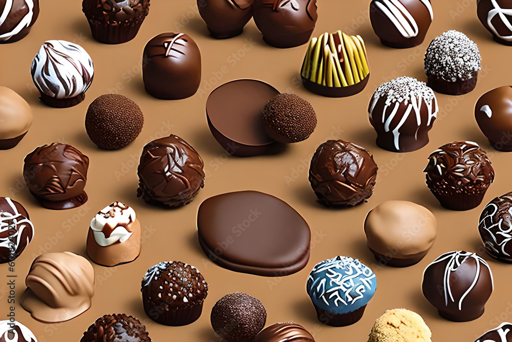 Poster truffle pattern, a pattern based on the round shape of truffles, with a variety of different designs