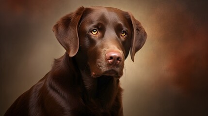 czekoladowy labrador, ilustracja 3d, brązowy pies patrzy