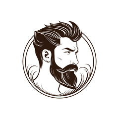 Barbershop, logo design for men's barbershop. man with beard. Vector illustration