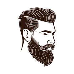 Barbershop, logo design for men's barbershop. man with beard. Vector illustration