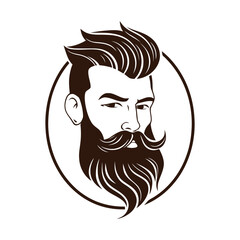 Barbershop, logo design for men's barbershop. man with beard. Vector illustration