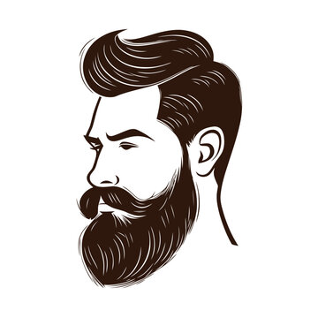 Barbershop, logo design for men's barbershop. man with beard. Vector illustration