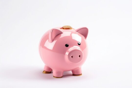 Piggy bank. Saving money. Financial concept. A small piggy bank with coins. Generative ai.
