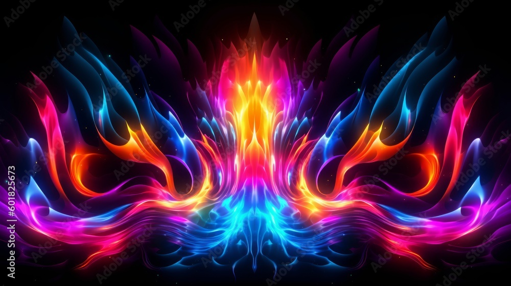 Wall mural abstract neon lights for background. generative ai