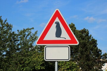 Special traffic sign beware ground squirrels