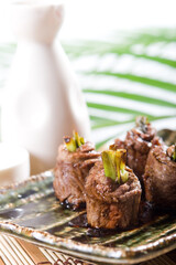 beef steak roll cooked in chinese style