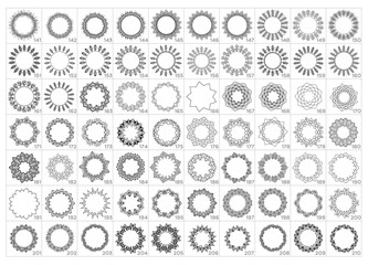 Mandala set circle ornament tile frame ink dot work paint wall art decor clipart