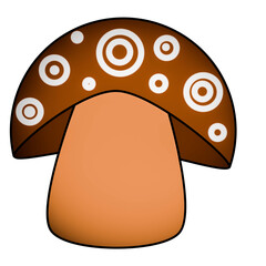 Mushrooms cartoon cute easy drawing art isolated transparent background 