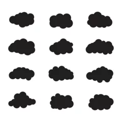 Fotobehang weather icon, clouds vector bundle, Sky Clouds Clipart, black and White clouds eps, Cartoon Clouds bundle, line Art Candy clouds graphics vector, outline rain clouds vector silhouette  © Nurearth