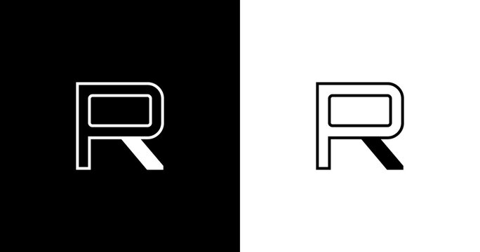 business P+R logo design modern & branded text logo black & white