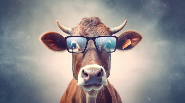 Specs and Spots: A Quirky Encounter with a Spectacled Cow. Generative AI