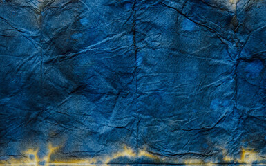 blue fabric paper, tie-dyed fabric.