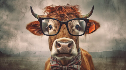 Specs on the Farm: An Utterly Cool Cow in Glasses. Generative AI