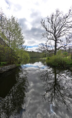 aufgestaute Ilmenau vor der Wassermühle Medingen