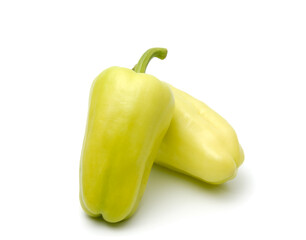 Green sweet Bulgarian pepper on a white background