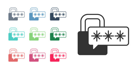 Black Cyber security icon isolated on white background. Closed padlock on digital circuit board. Safety concept. Digital data protection. Set icons colorful. Vector