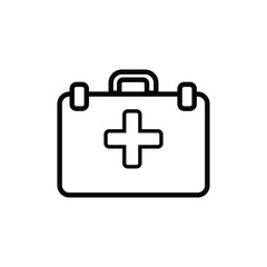 First aid kit car icon. Medical car portable first aid kit with medicines. Vector
