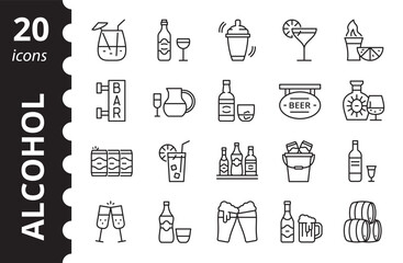 icons set of alcohol