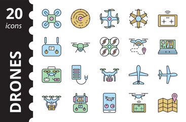 Icons set of drones