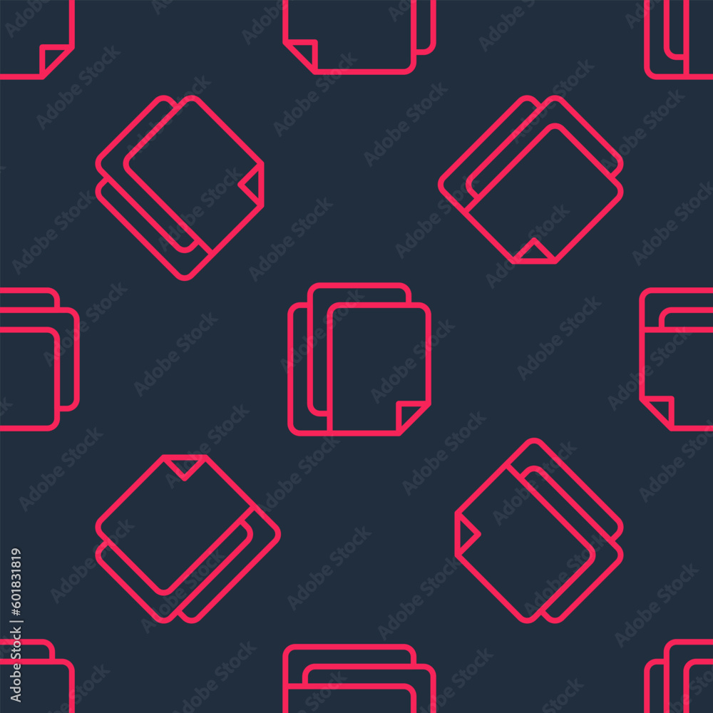 Poster red line file document icon isolated seamless pattern on black background. checklist icon. business 