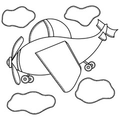 Vector airplane coloring book for kids or adults