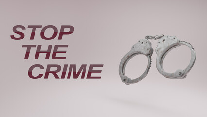3d render Handcuffs one is open and other is closed. Arrested man in handcuffs. A crime, corruption and arrest concept with isolates white background illustration