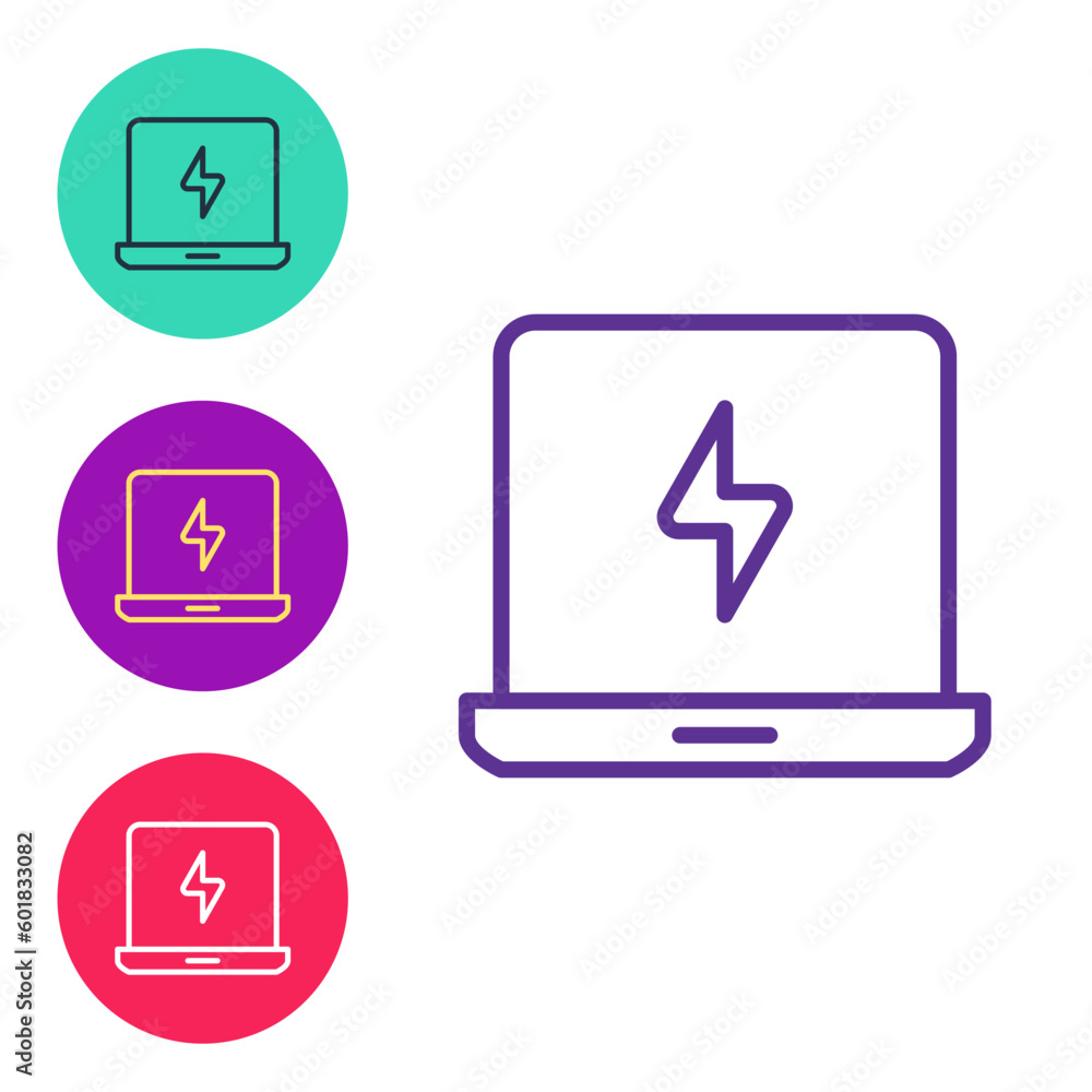 Poster set line laptop icon isolated on white background. computer notebook with empty screen sign. set ico