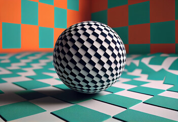 The ball lies on the background. Generative AI