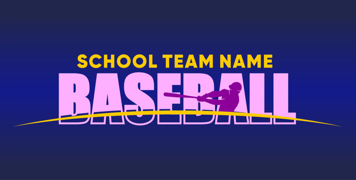 Baseball team design isolated on dark blue black background. School spirit shirts sport fan emblem. For print or cut (Cricut, Silhouette). 
 