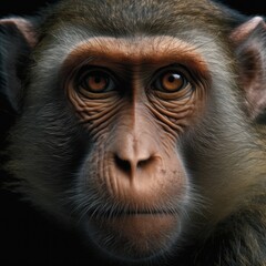 A closeup shot of a monkey face , ai, ai generative, illustration